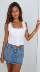 Rosa Eyelet Lace Top White