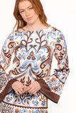 Megan Mini Dress Ivory Brown Blue