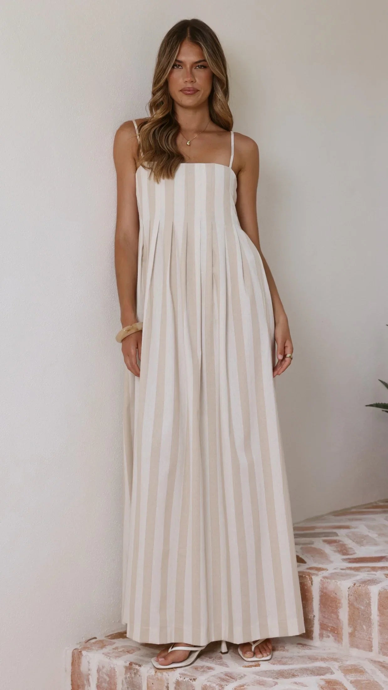Pippa Maxi Dress Beige Stripe