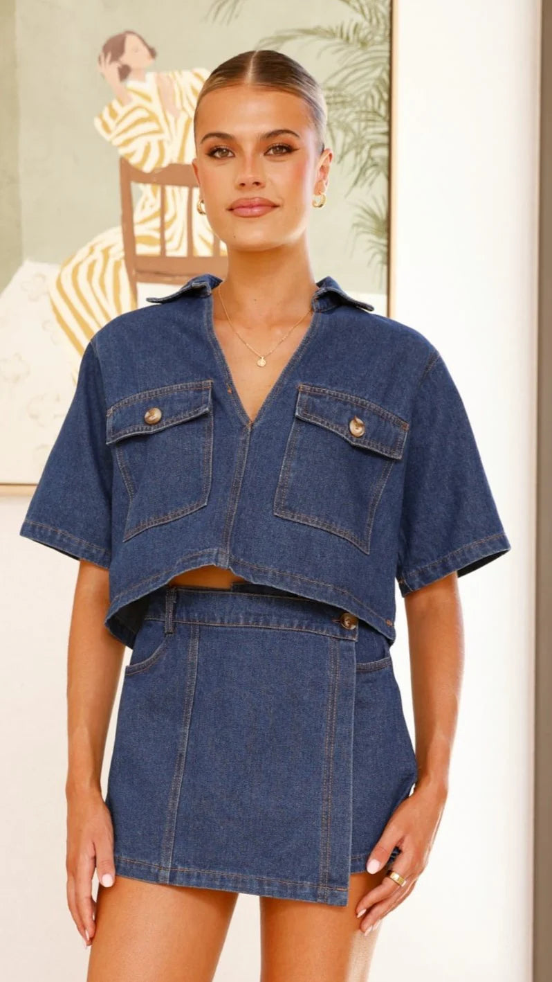 Olivia Top and Skort Set Dark Denim
