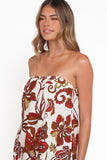 Sallie Strapless Romper Brown Floral