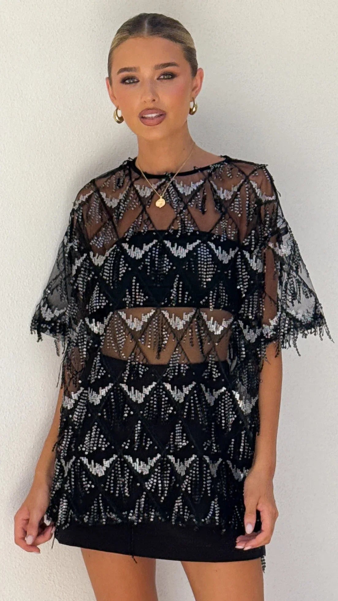 Lira Sequin Tee Black