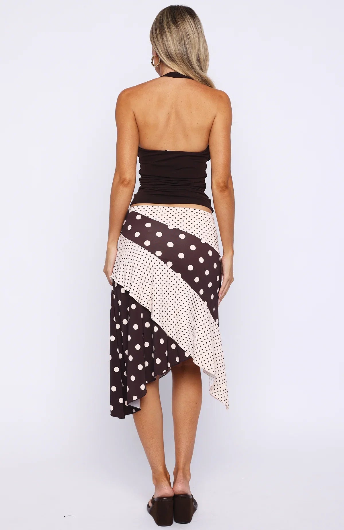 Offline Forever Midi Skirt Choc Cream Polka Dot