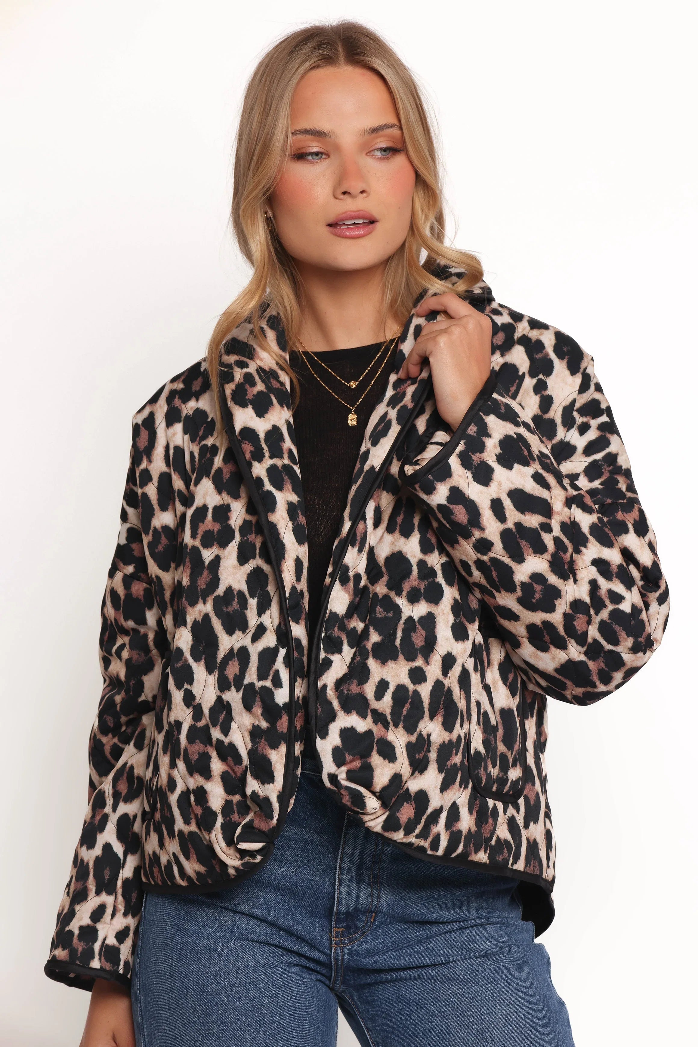 Marcos Leopard Print Quilted Jacket Leopard