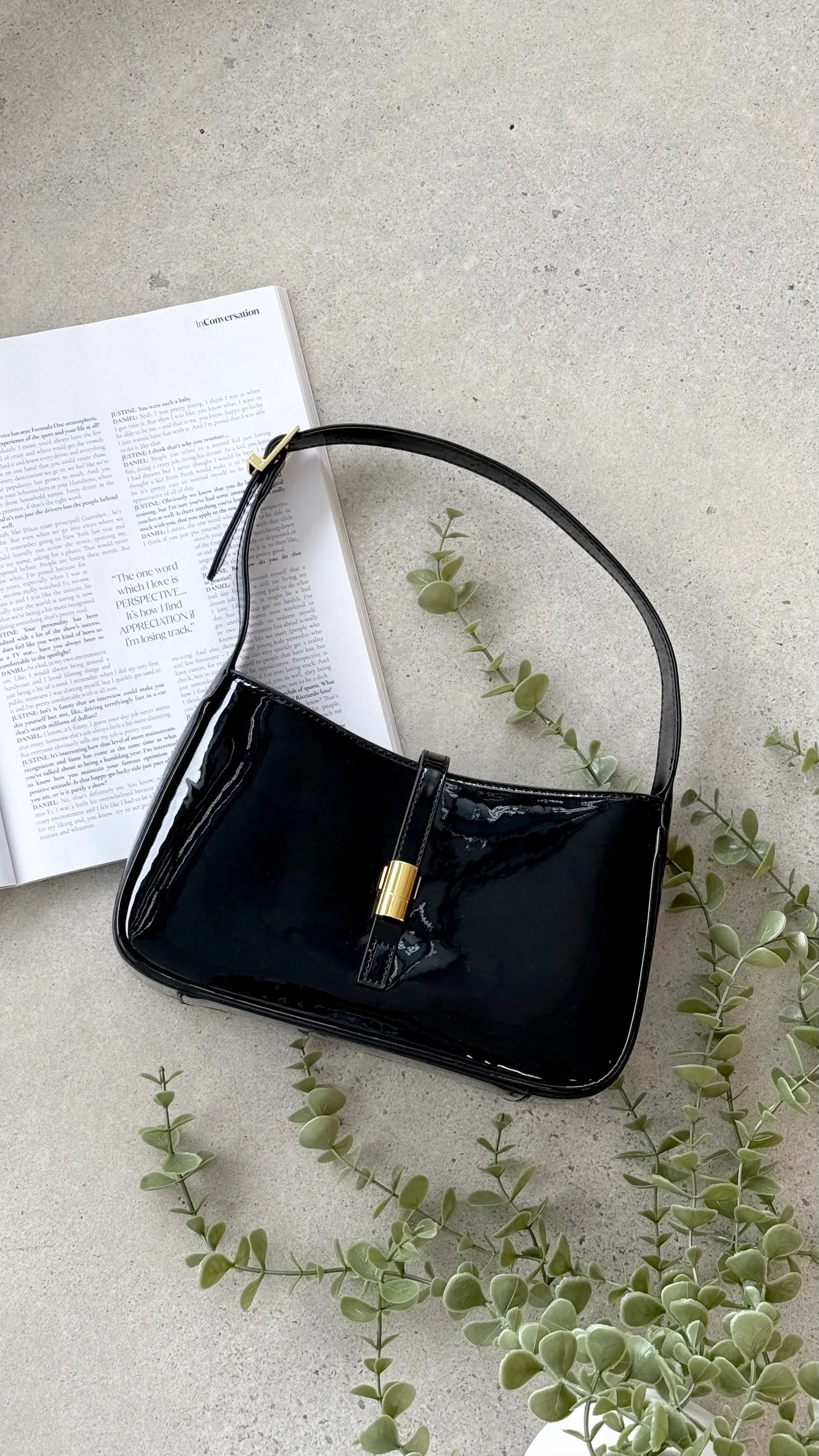 Clara Shoulder Bag Black Patent