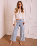 Ambrin Scallop Trim Button Down Top