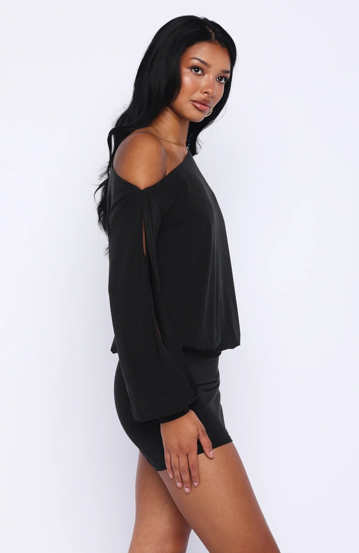 The Duchess Long Sleeve Mini Dress Black