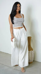 Calia Linen Wide Pants White