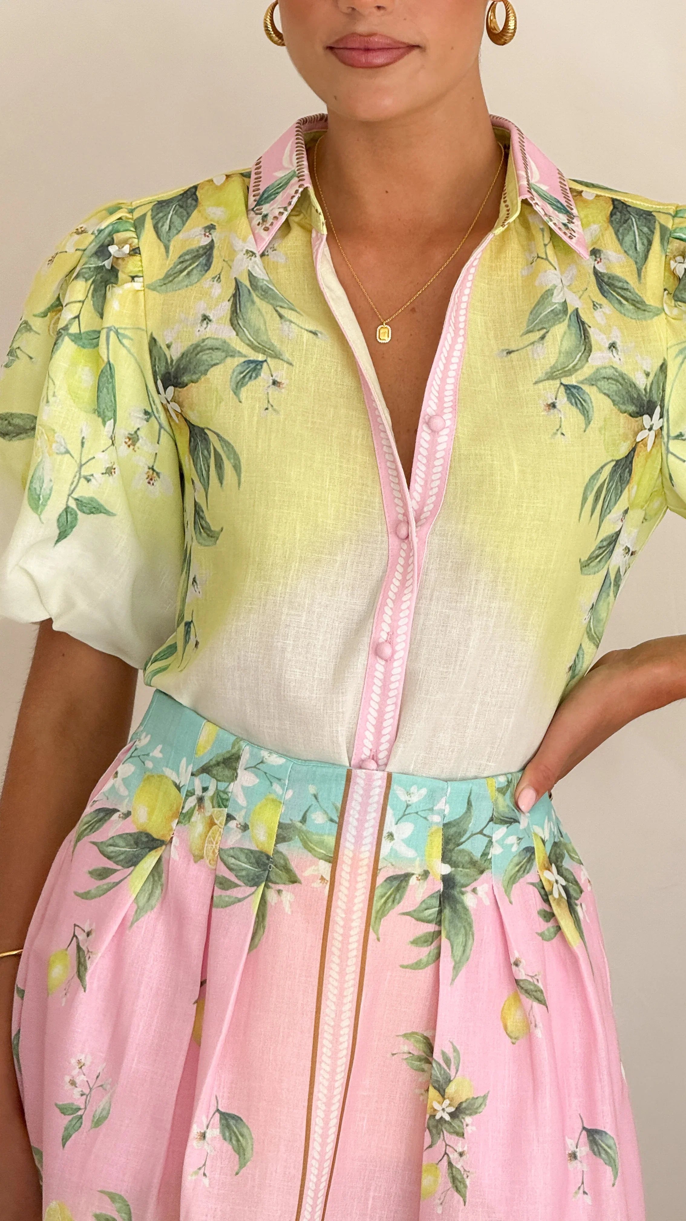 Verena Button Up Shirt Rosé Lemonade