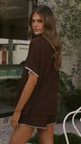 Zaide Knit T Shirt and Shorts Set Chocolate Blue