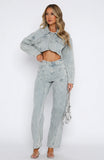 Did You Miss Me Mid Rise Straight Leg Denim Jeans Light Blue Acid Wash