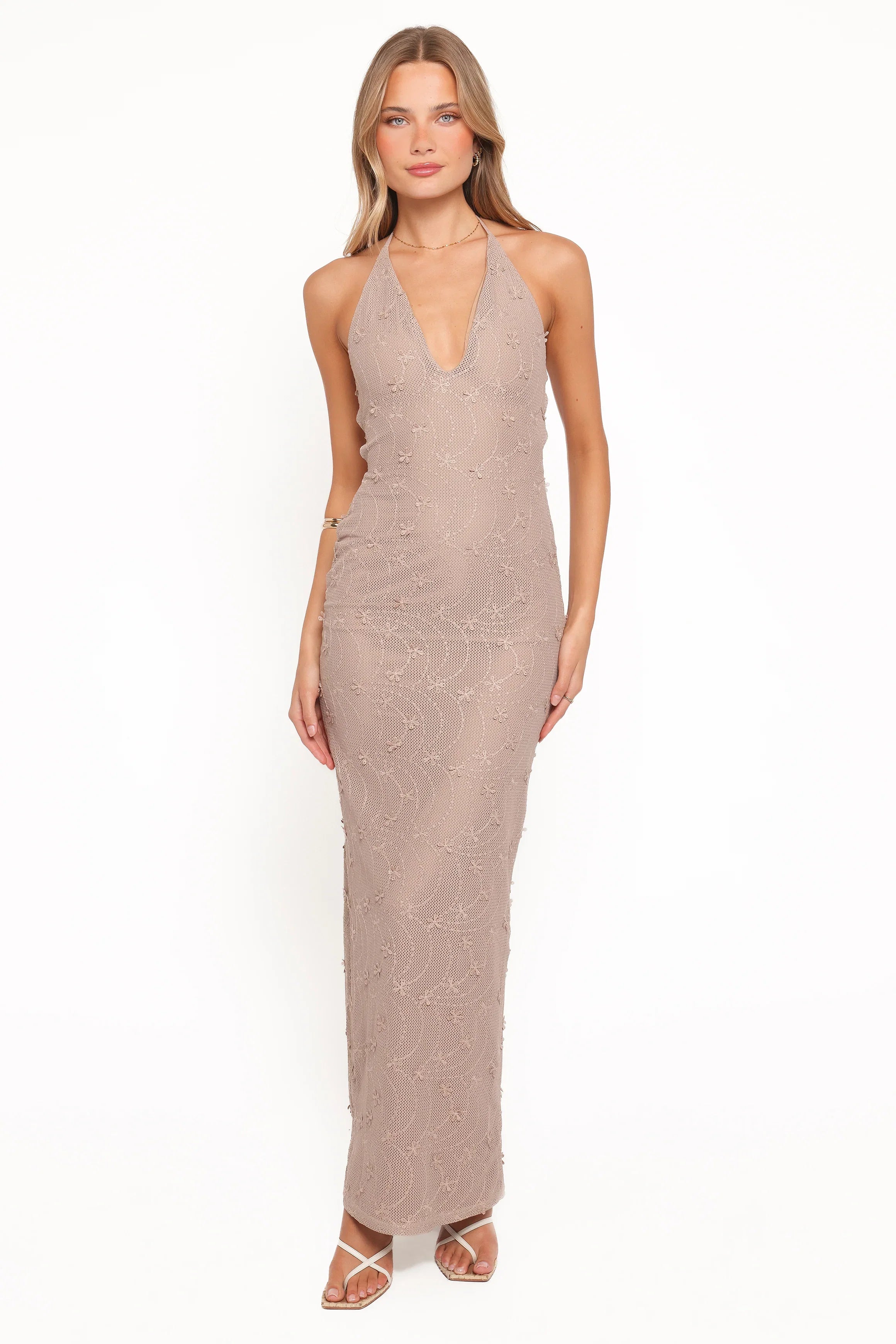 Riley Halter Maxi Dress Taupe