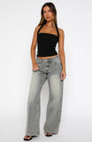 Text Me Low Rise Wide Leg Jeans Sand