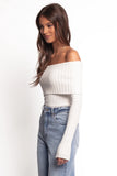 Inora Off Shoulder Knit Top White