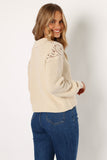 Emerie Crochet Detail Collar Knit Sweater Ivory