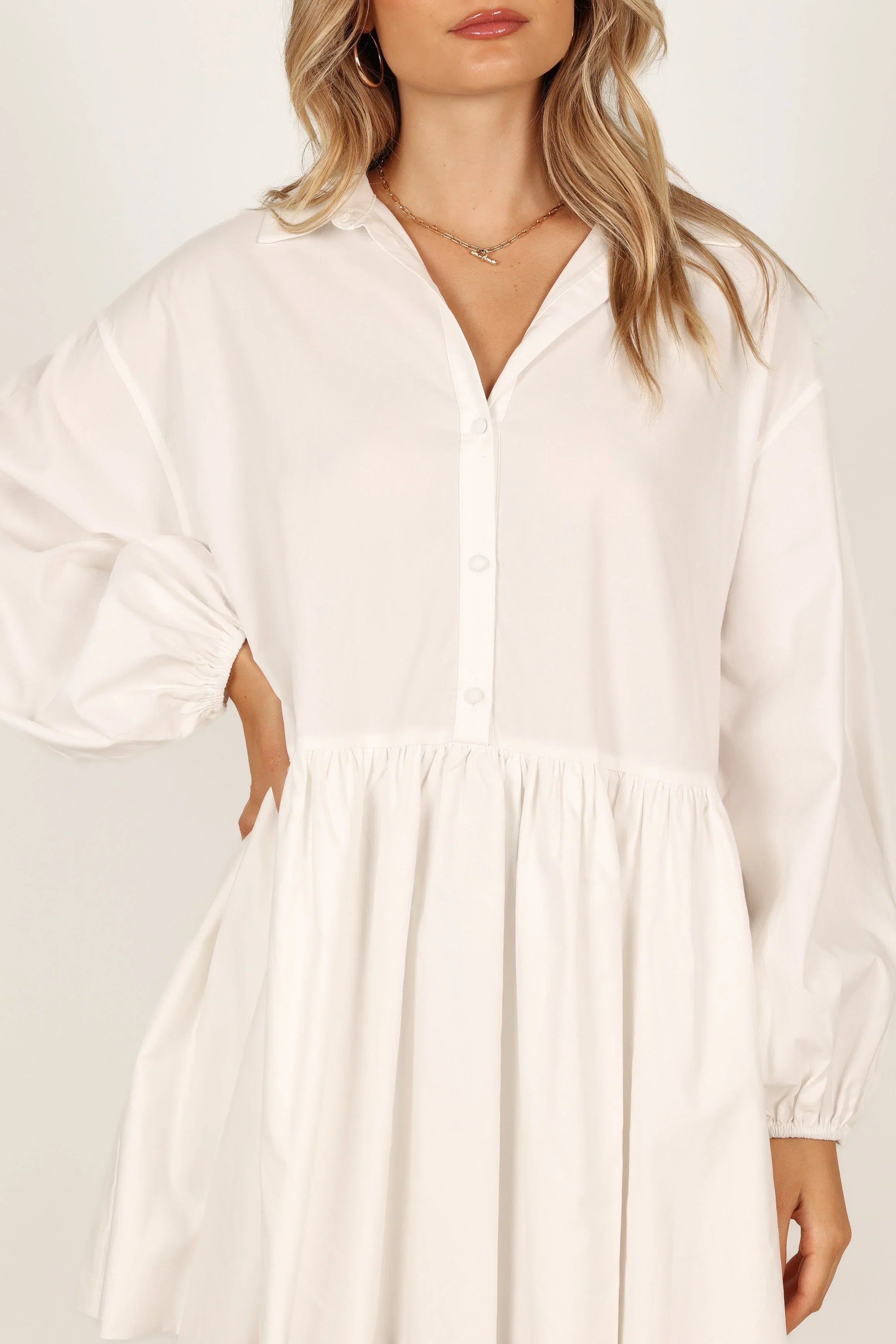Daisy Long Sleeve Mini Dress White