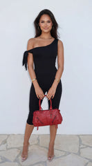Axis Off Shoulder Tie Capri Jumpsuit Black