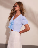Pheby Gingham Front Tie Puff Sleeve Top
