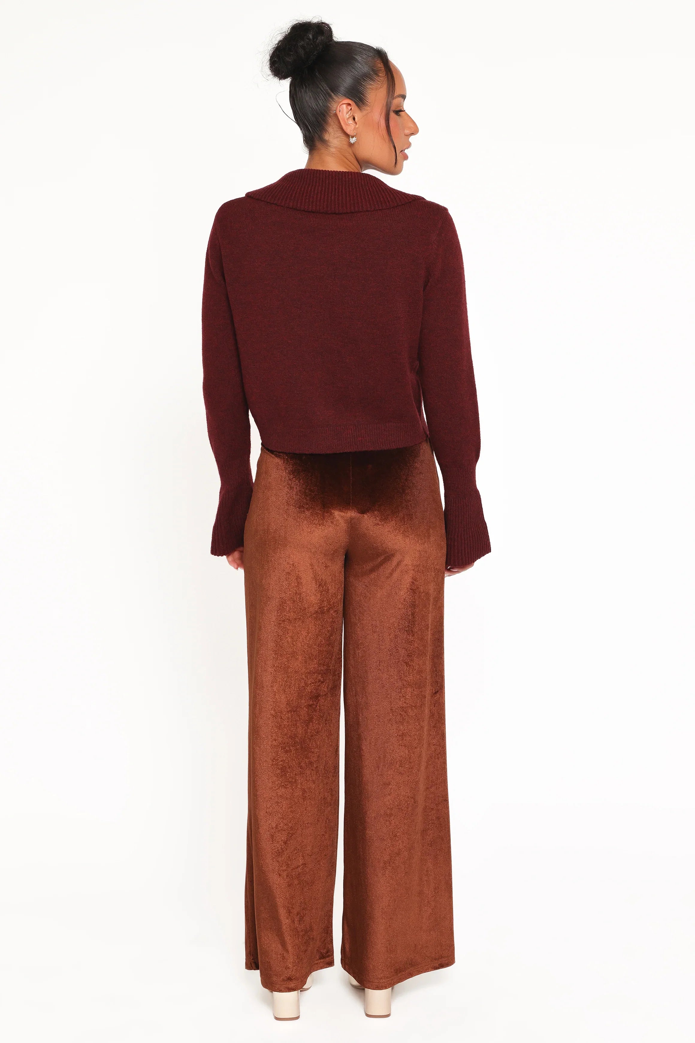 Riley Stretch Velvet Pant Chocolate
