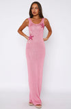 Marine Mist Sequin Knit Maxi Dress Pink