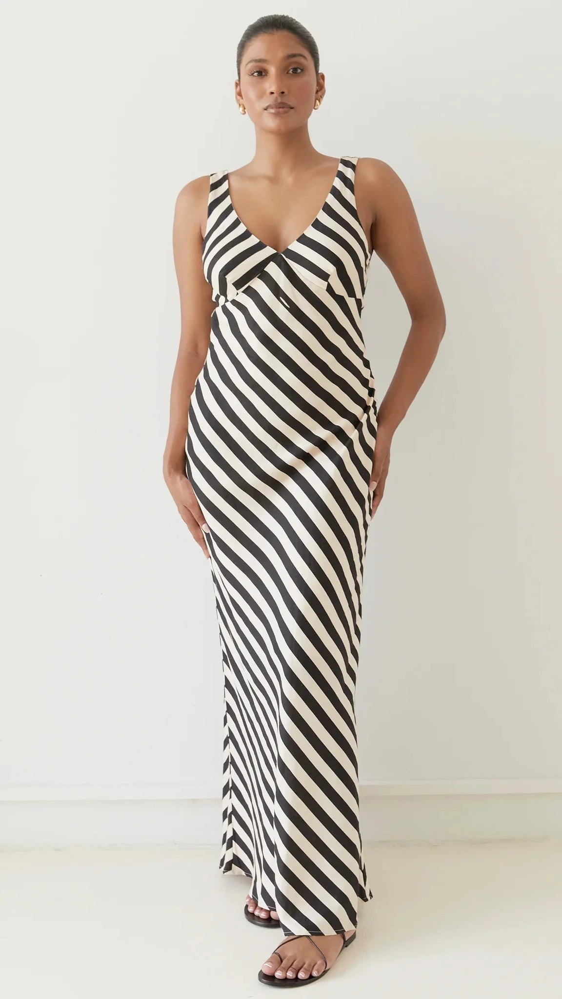 Ellery Maxi Dress Black Beige Stripe