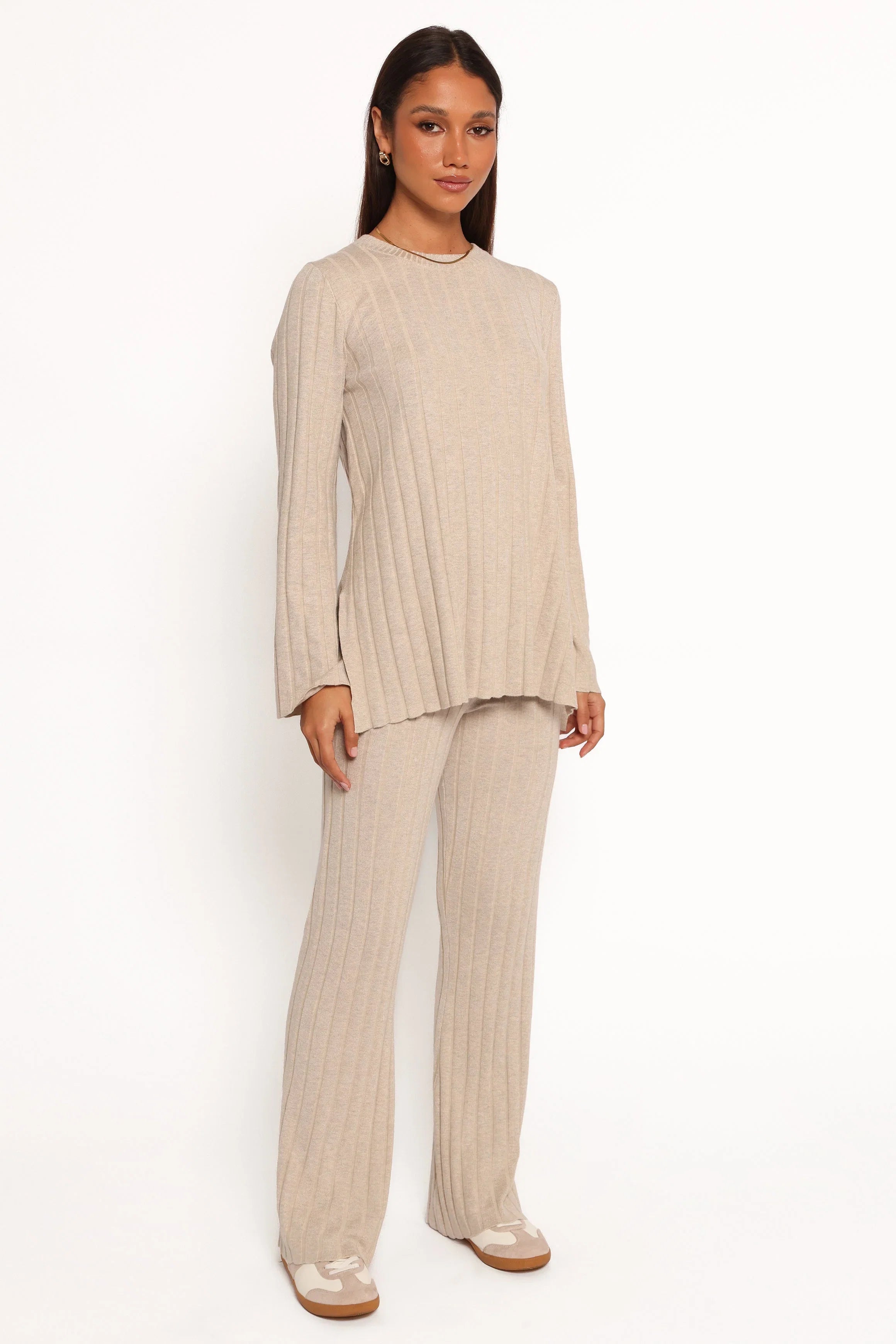 Silvie Long Sleeve Knitted Set Oatmeal
