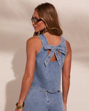 Kimberlin Denim Floral Eyelet Tank Top