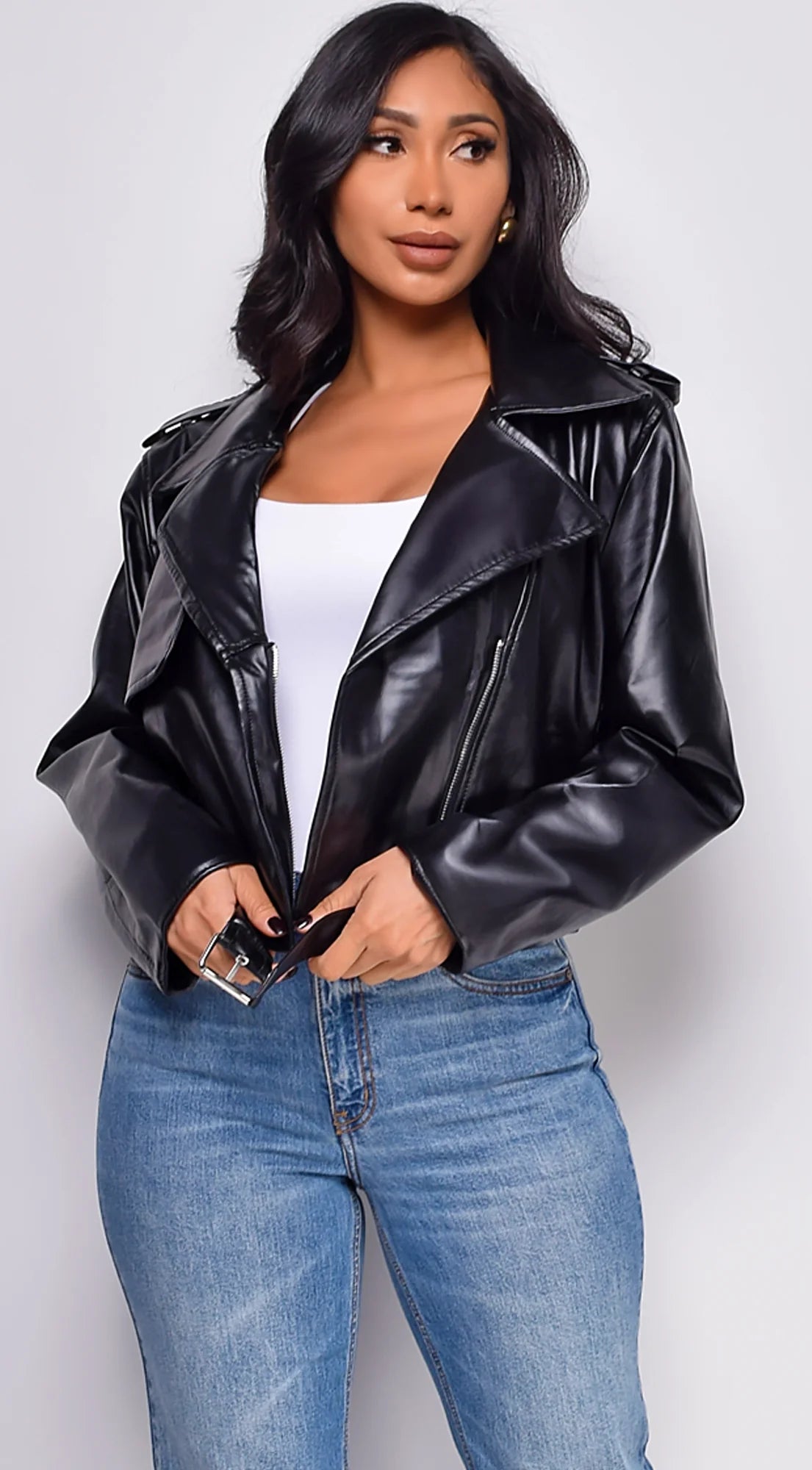 Piper Faux Leather Jacket Black