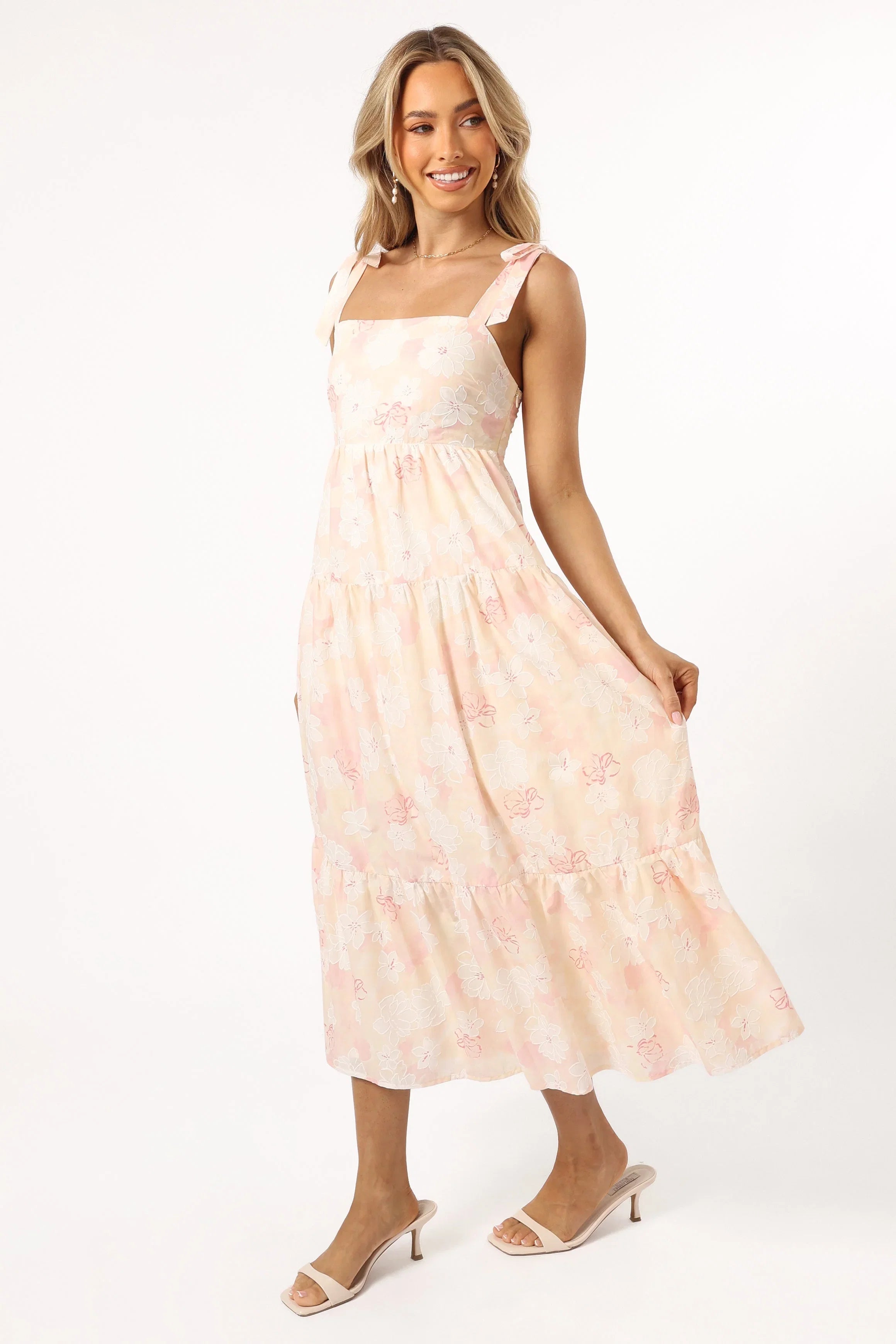 Andi Midi Dress Pink White Floral