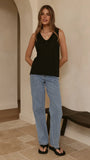 Annie Scoop Neck Tank Black