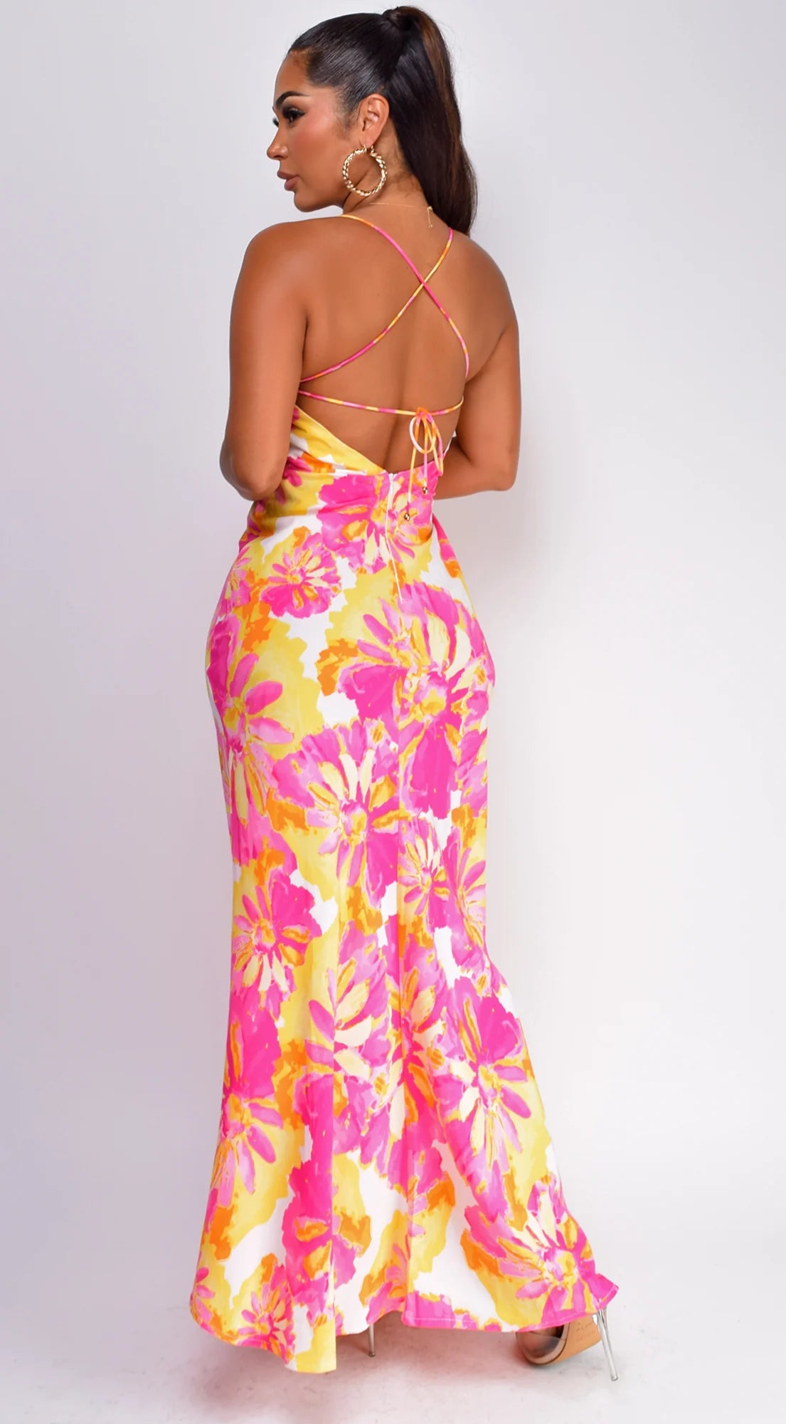 Agave Multi Floral Maxi Dress Pink