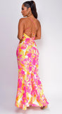 Agave Multi Floral Maxi Dress Pink
