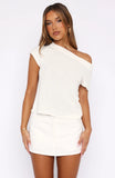 Finding Time Off Shoulder Knit Top White