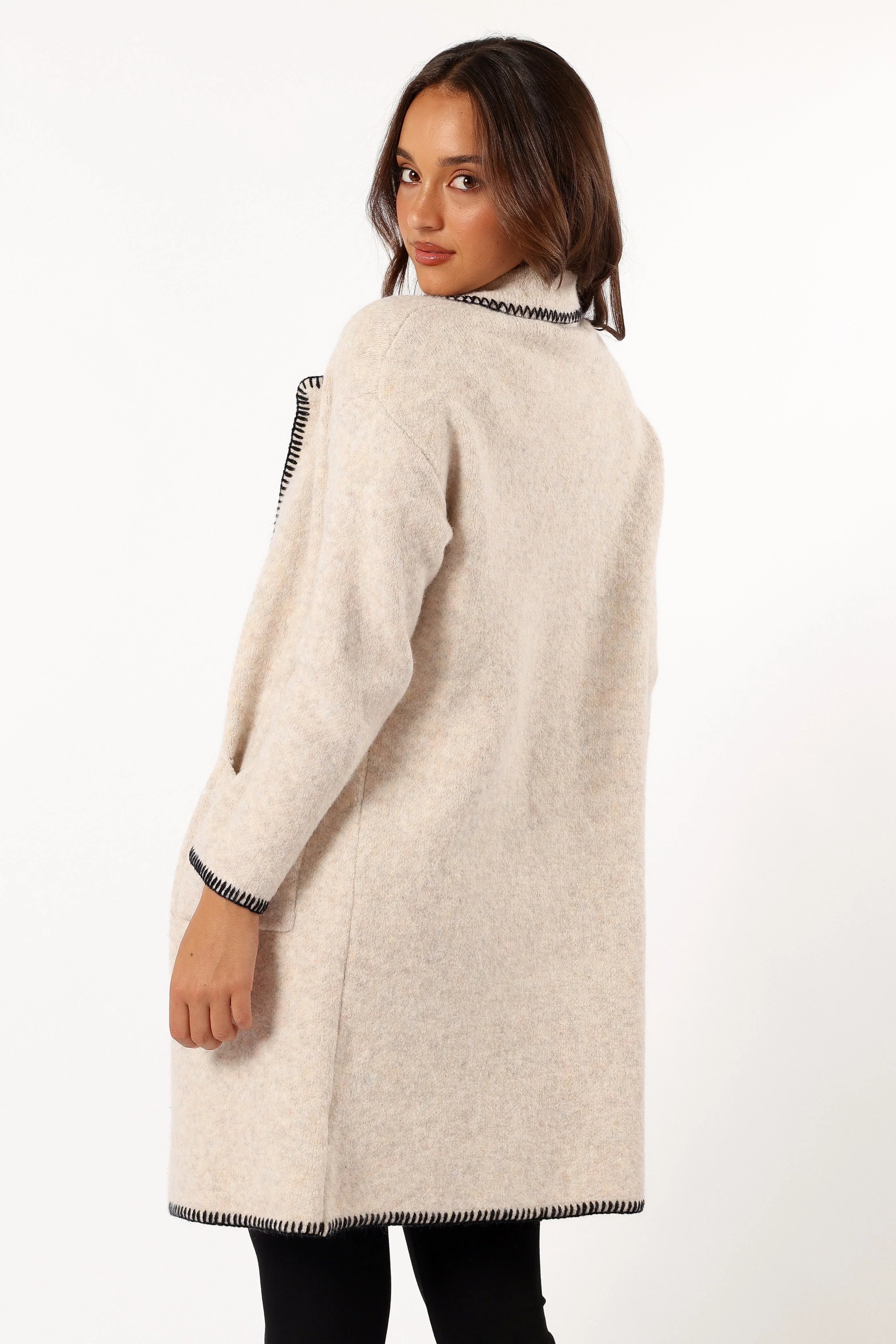 Oaklynn Contrast Stitch Coatigan Oat