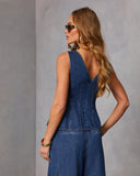 Easy Classic Denim Peplum Top