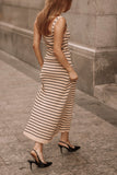 Henry Striped Midi Dress Beige Black