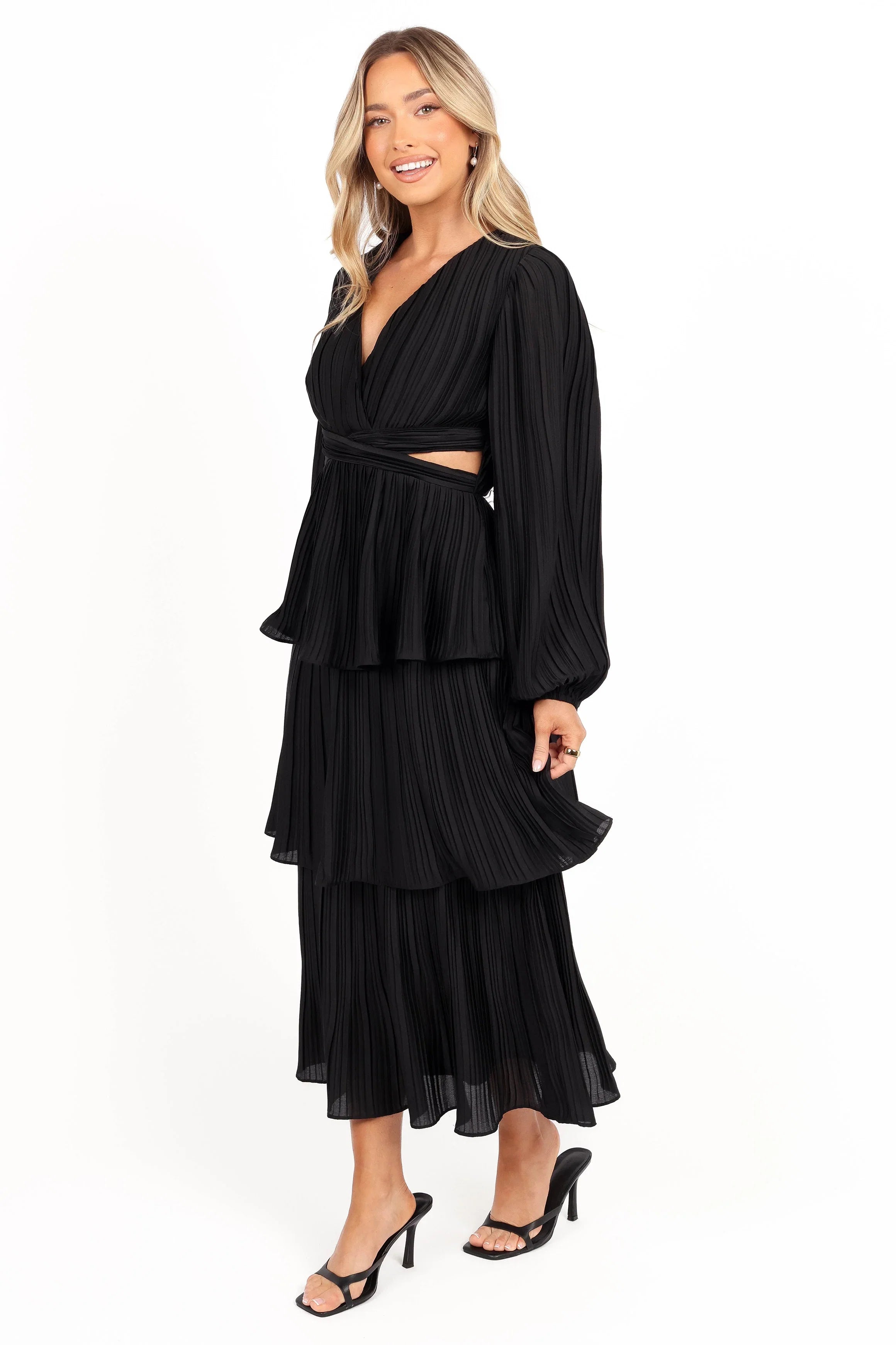 PIppa Long SLeeve Midi Dress Black