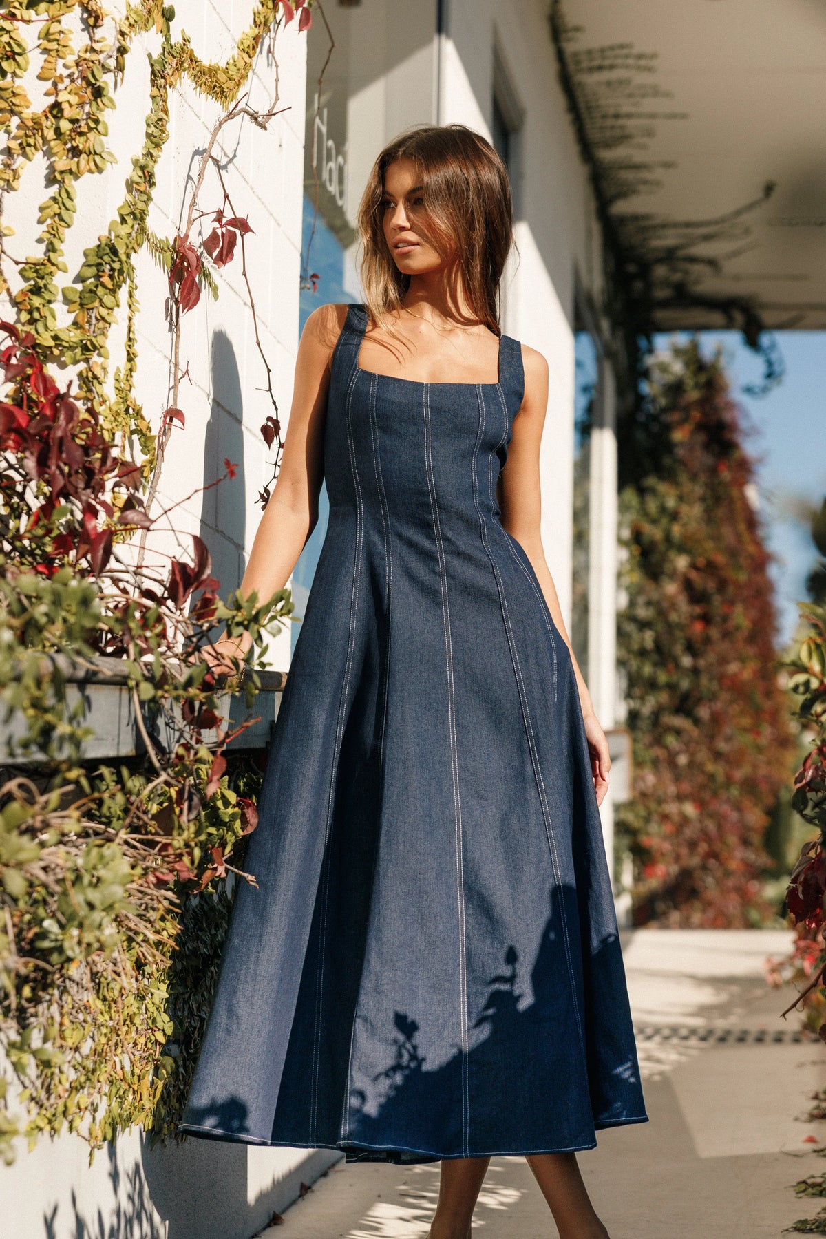 Callum Midi Dress Dark Denim