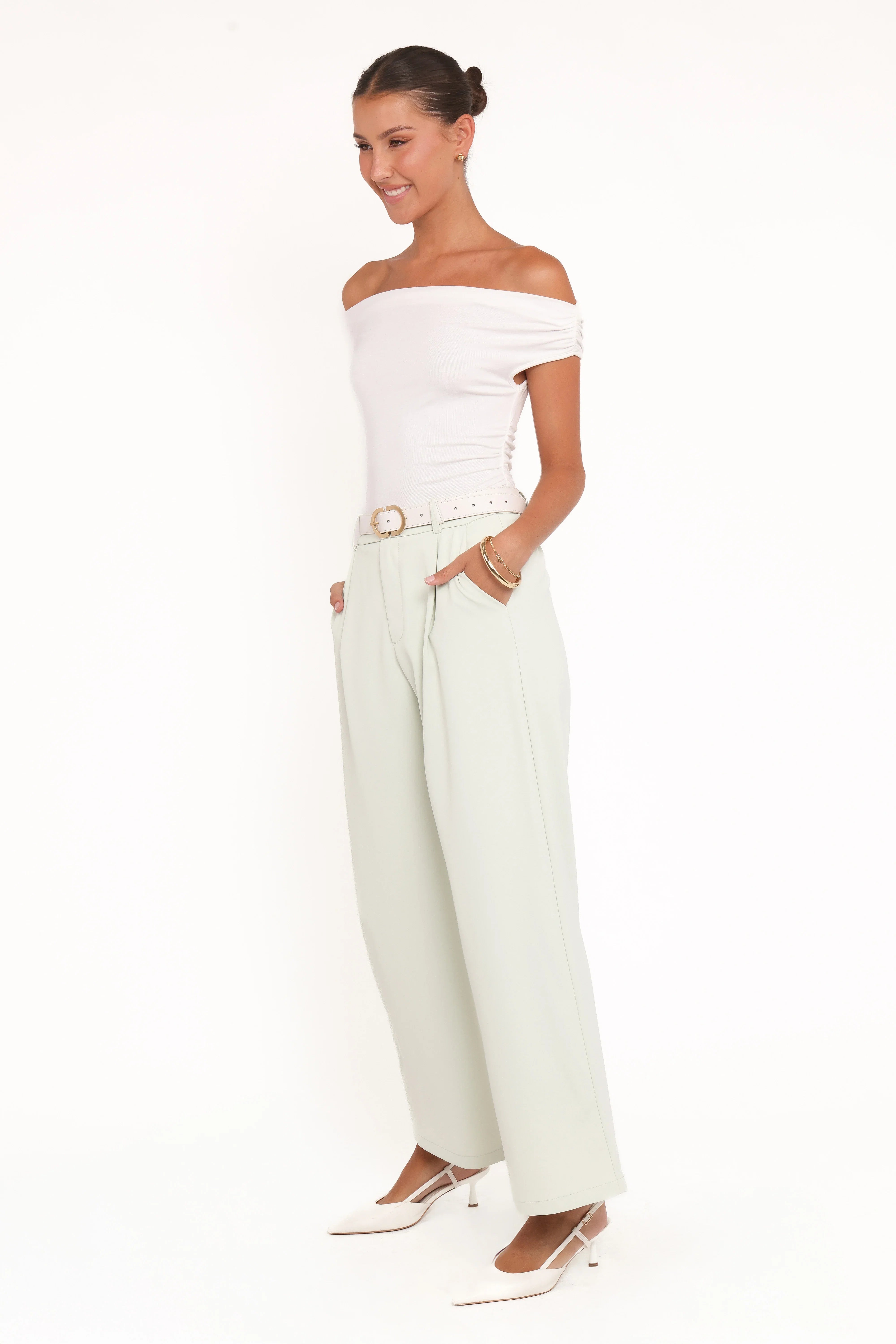 Lia Wide Leg Pant Sage Green