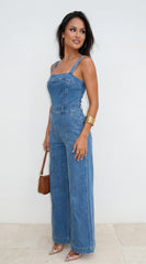 Evolet Denim Jumpsuit Blue