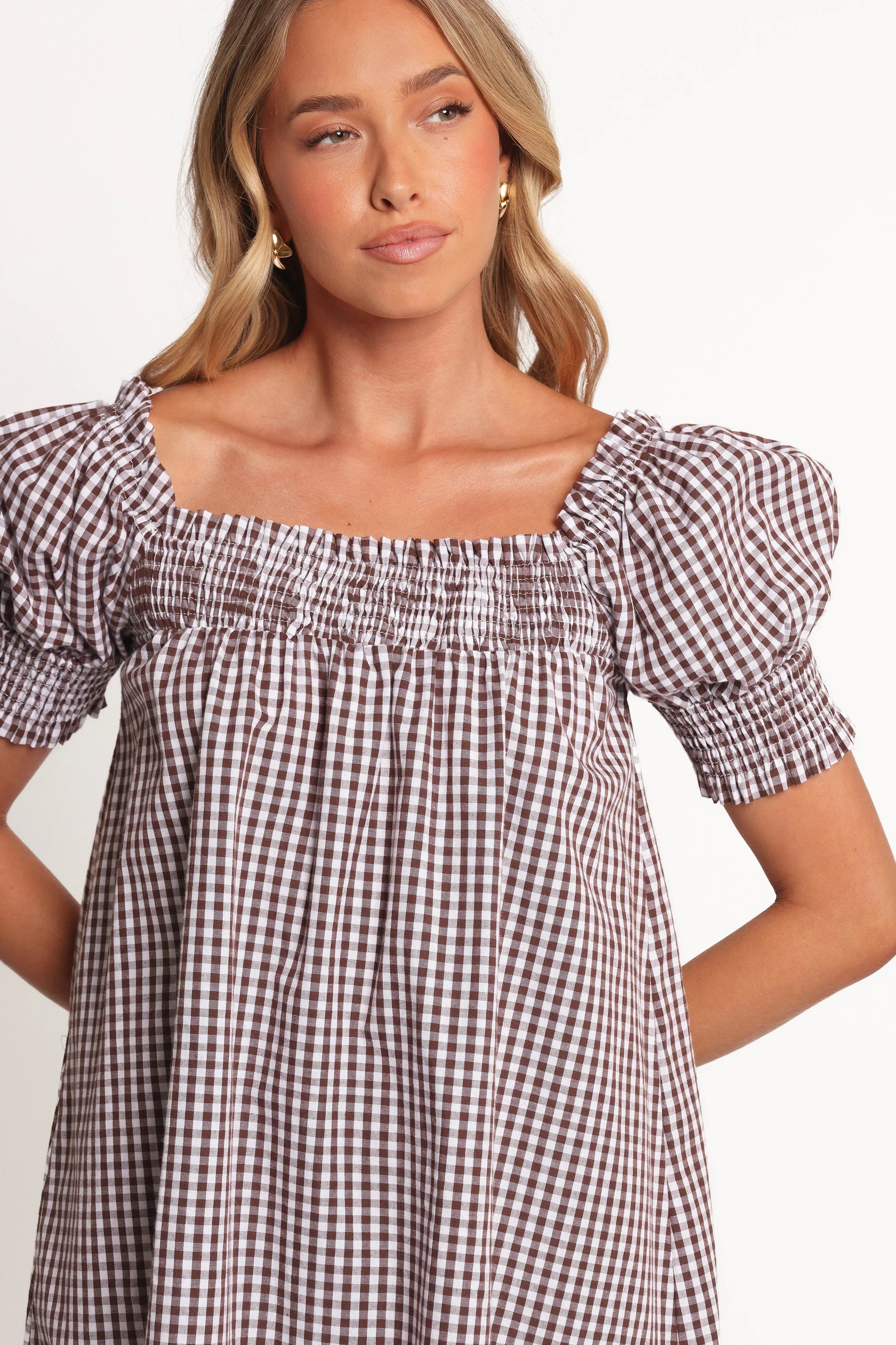 Kennedy Smock Mini Dress Chocolate Gingham