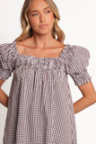 Kennedy Smock Mini Dress Chocolate Gingham