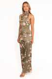 Holly Halterneck Jumpsuit Olive Floral
