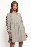 Micaela Long Sleeve Mini Dress Black Gingham