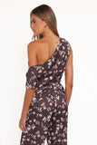Romola Off Shoulder Top Brown Cream Floral