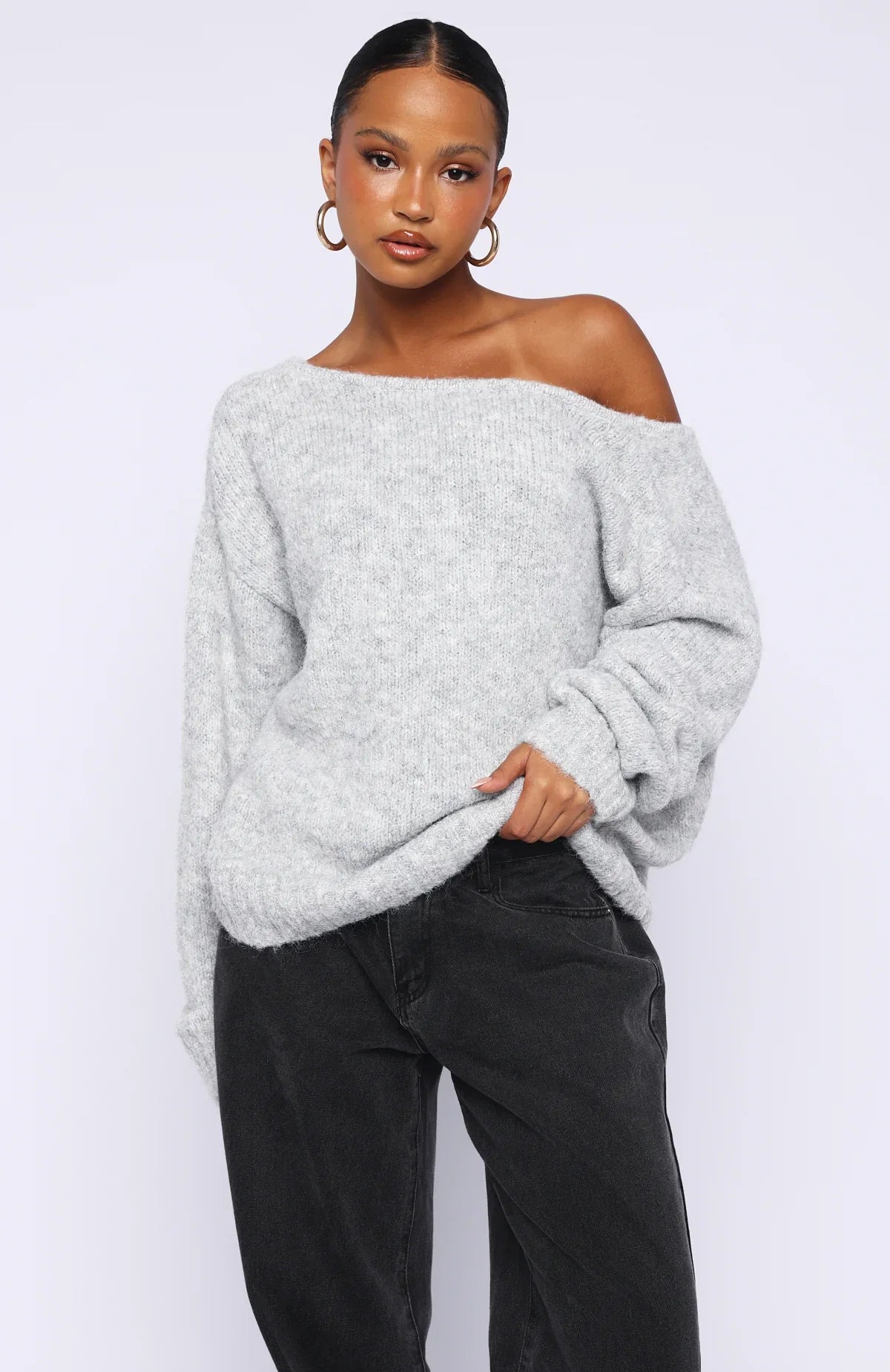 Softer Love Knit Sweater Grey Marle