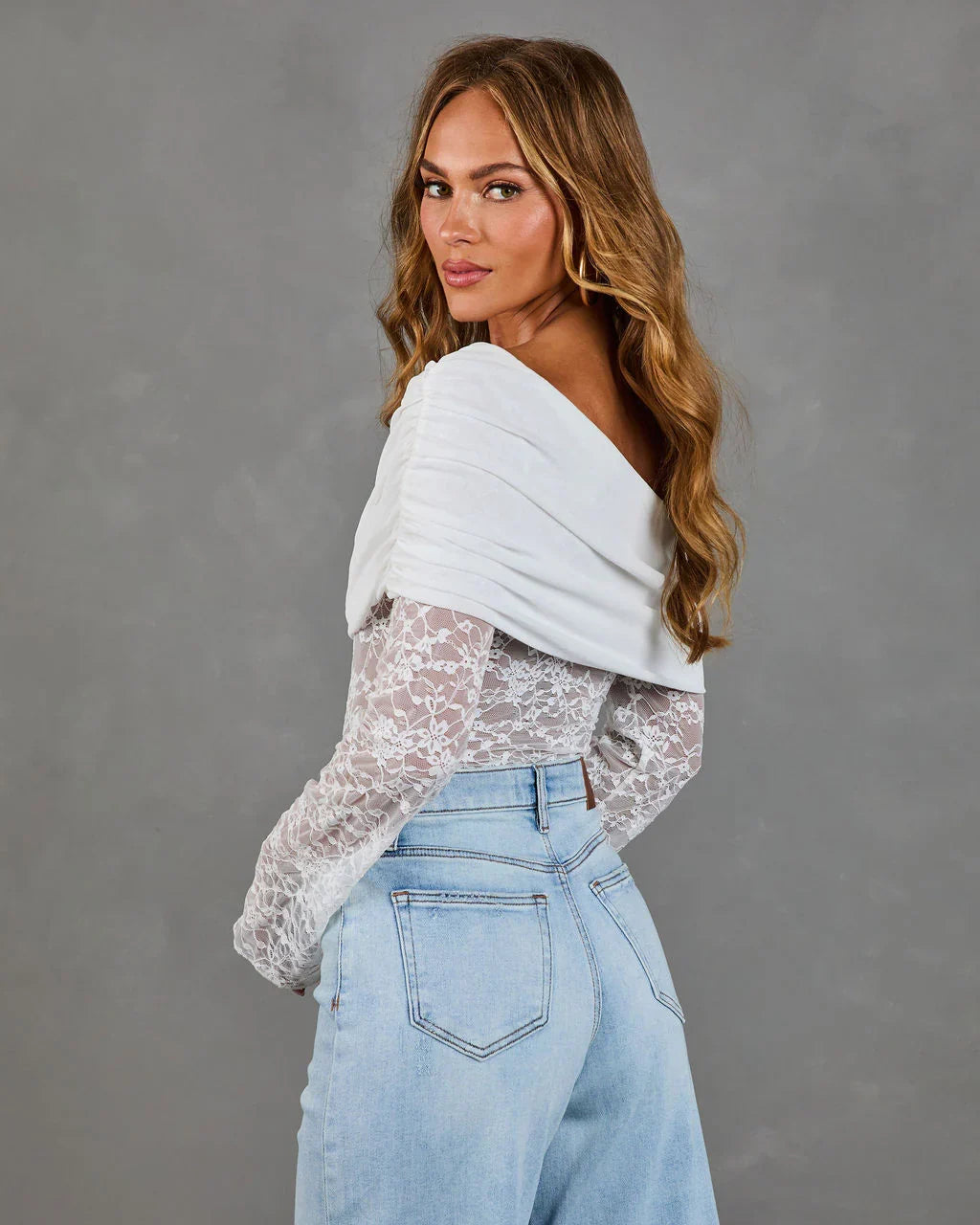 Nightfall Avenue Lace One Shoulder Bodysuit