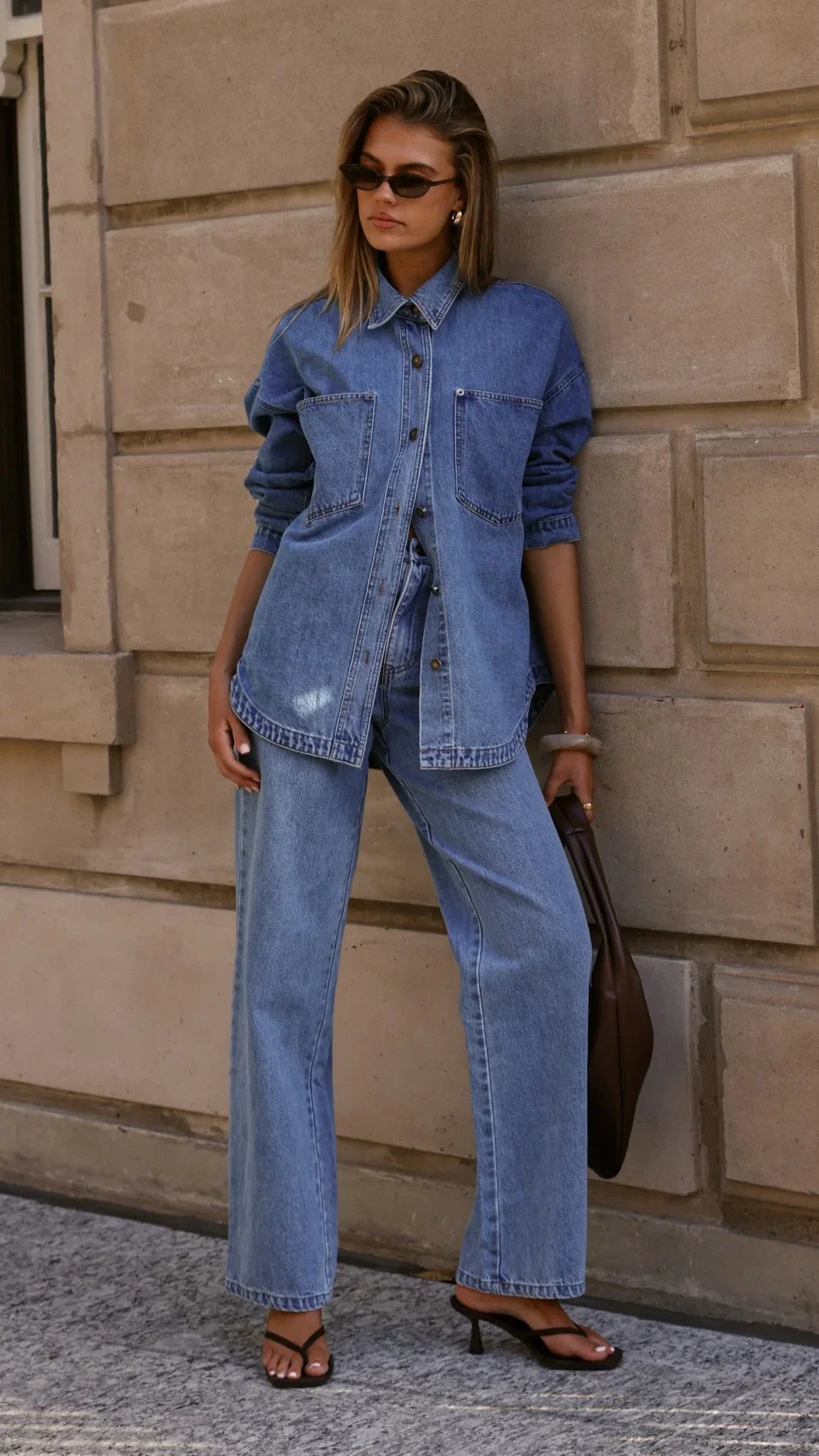Zaeli Denim Oversized Shirt Mid Blue