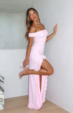 Icon In Motion Off Shoulder Maxi Dress Baby Pink
