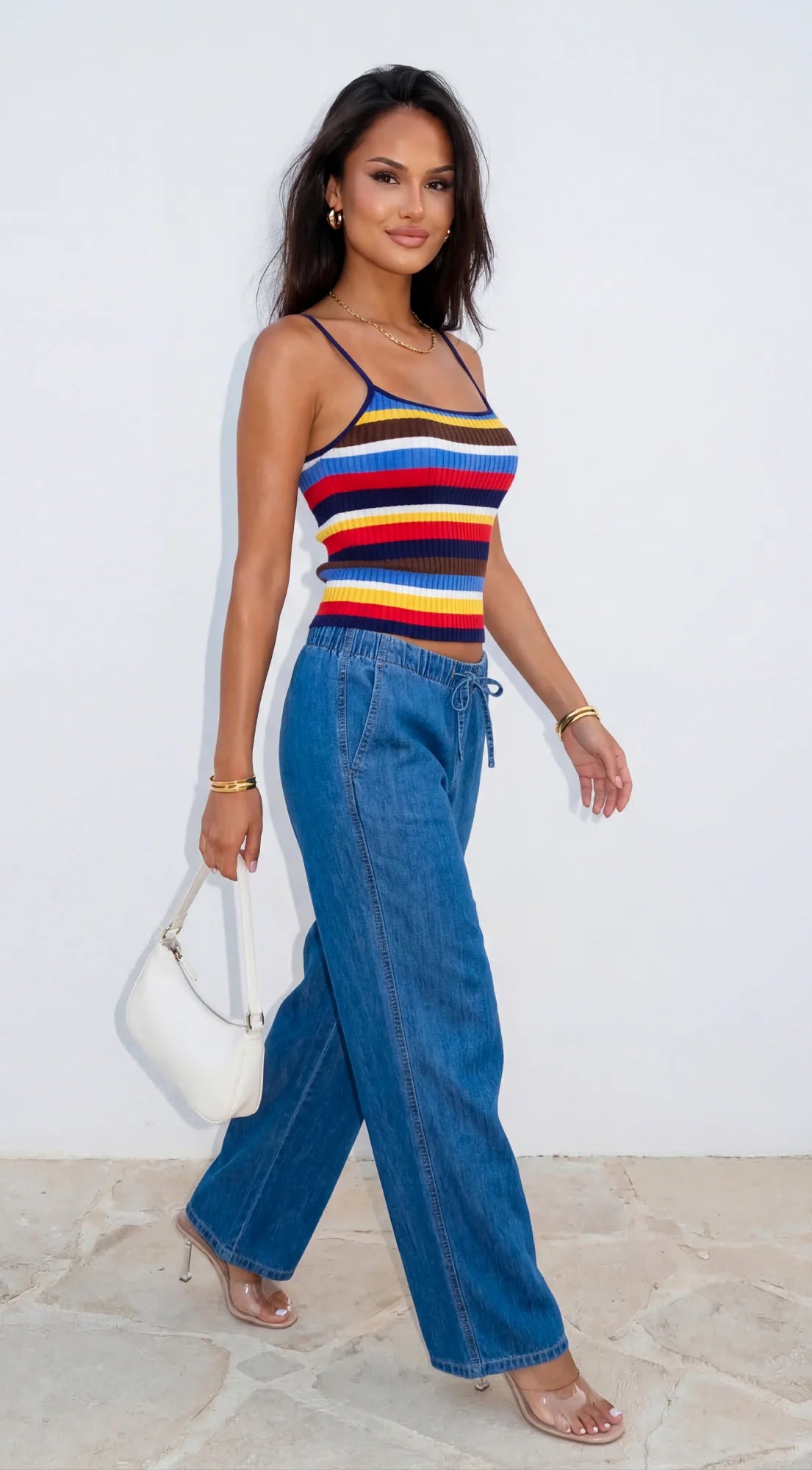 Havana Stripe Knit Cami Top Blue Multi